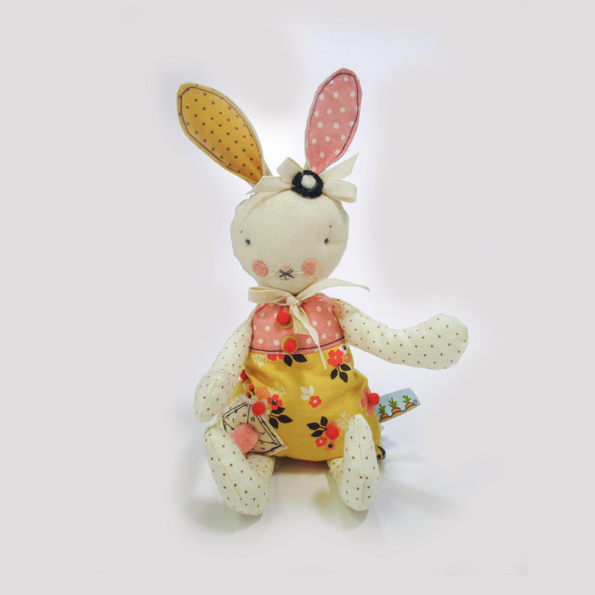 RETIRED - Hutch Studio - Yellow Floral Bunny - One Of A Kind Bunny