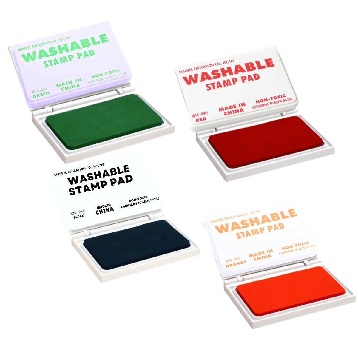Washable Stamp Pad Bundle | Set of 4 Non-Toxic Ink Pads in Bright Colors