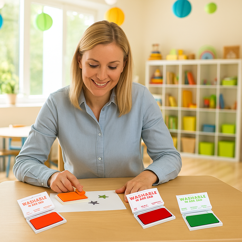 Washable Stamp Pad Bundle | Set of 4 Non-Toxic Ink Pads in Bright Colors