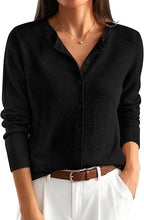 Women's Striped & Solid Button Down Cardigan - Fall Sweater