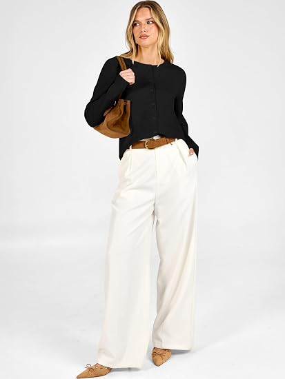 Women's Striped & Solid Button Down Cardigan - Fall Sweater