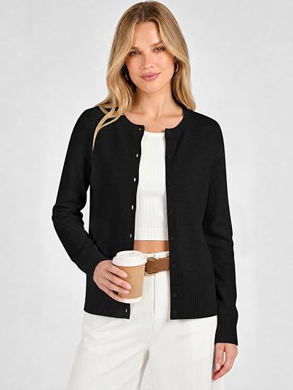 Women's Striped & Solid Button Down Cardigan - Fall Sweater