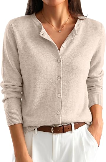 Women's Striped & Solid Button Down Cardigan - Fall Sweater