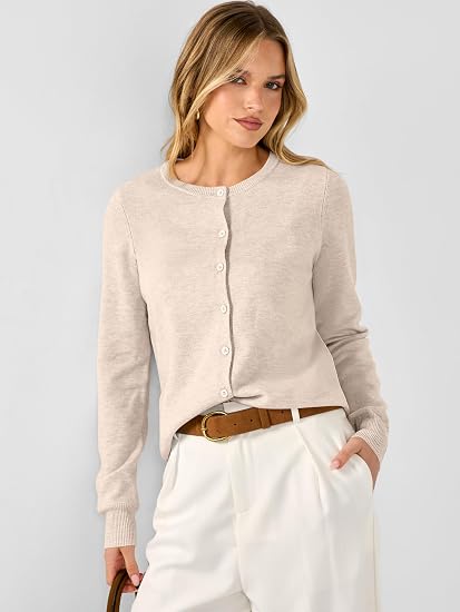 Women's Striped & Solid Button Down Cardigan - Fall Sweater