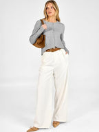 Women's Striped & Solid Button Down Cardigan - Fall Sweater