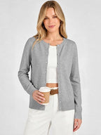 Women's Striped & Solid Button Down Cardigan - Fall Sweater
