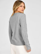 Women's Striped & Solid Button Down Cardigan - Fall Sweater