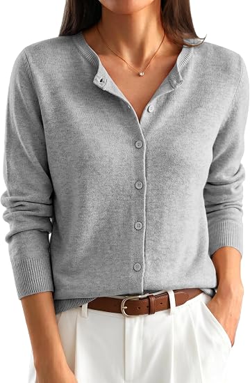 Women's Striped & Solid Button Down Cardigan - Fall Sweater