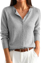 Women's Striped & Solid Button Down Cardigan - Fall Sweater