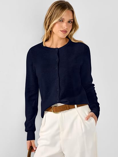 Women's Striped & Solid Button Down Cardigan - Fall Sweater