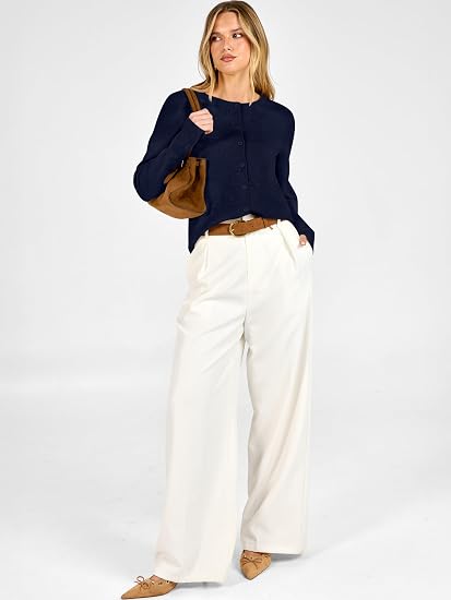 Women's Striped & Solid Button Down Cardigan - Fall Sweater