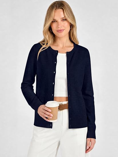 Women's Striped & Solid Button Down Cardigan - Fall Sweater