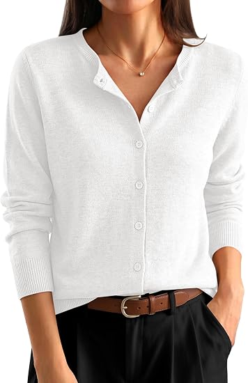 Women's Striped & Solid Button Down Cardigan - Fall Sweater