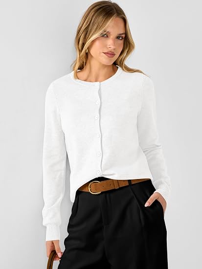 Women's Striped & Solid Button Down Cardigan - Fall Sweater