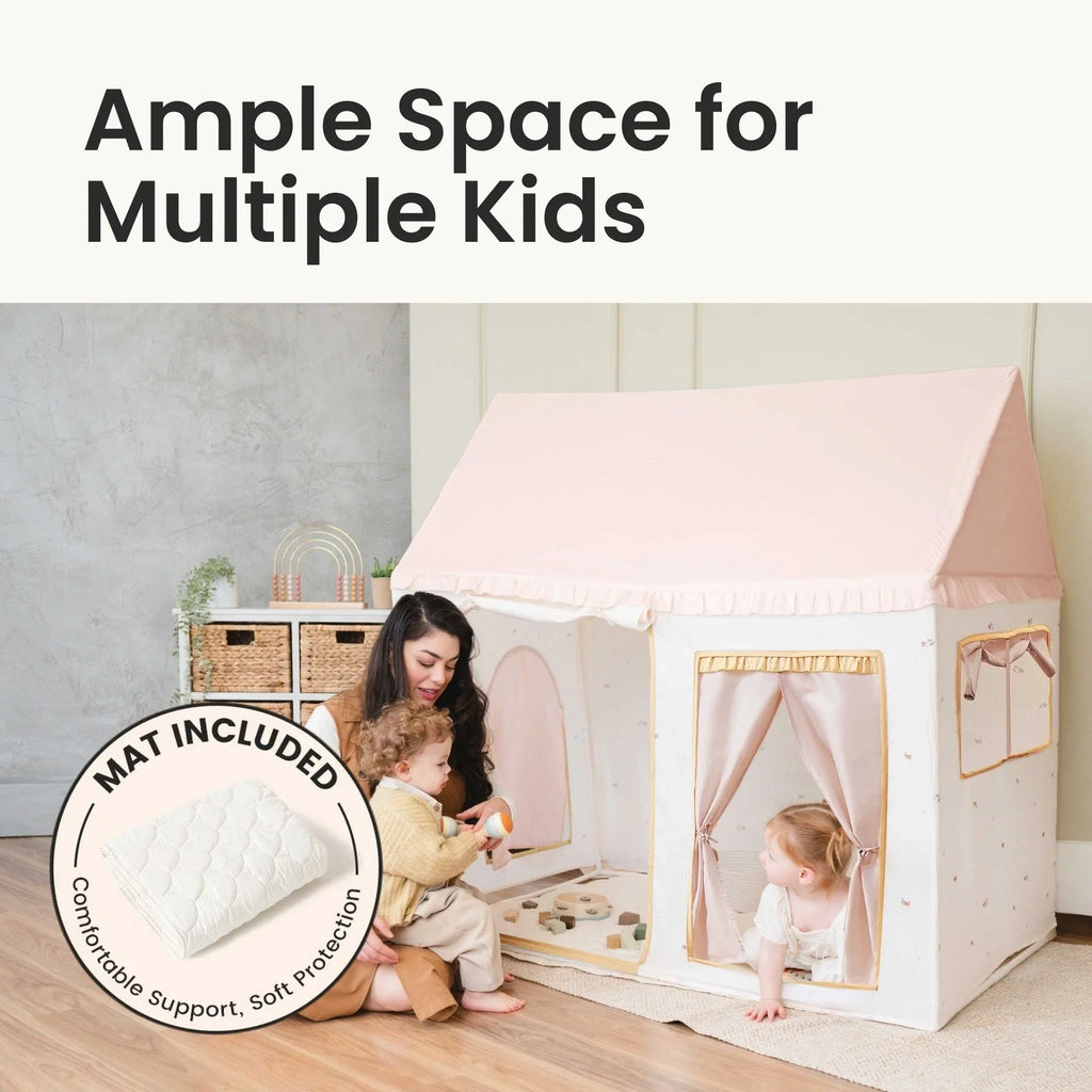 Tiny Land® Sweet Citrus Kids Play Tent – White and Pink Indoor Playhouse