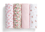 100% Cotton Flannel Baby Receiving Blankets - 4 Pack