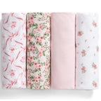 100% Cotton Flannel Baby Receiving Blankets - 4 Pack