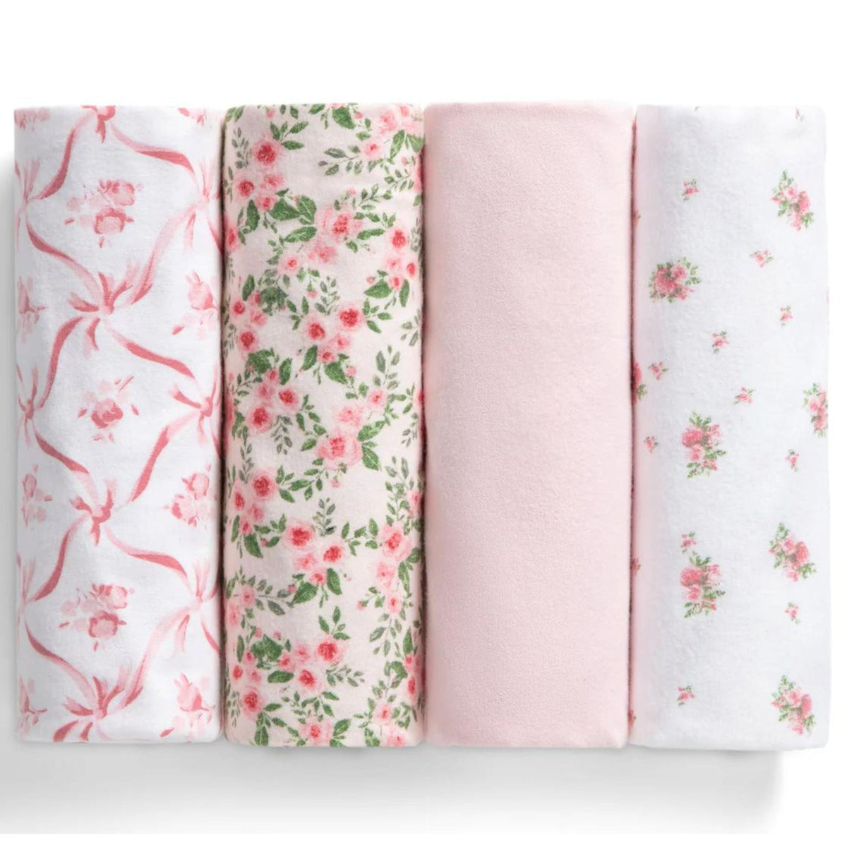 100% Cotton Flannel Baby Receiving Blankets - 4 Pack