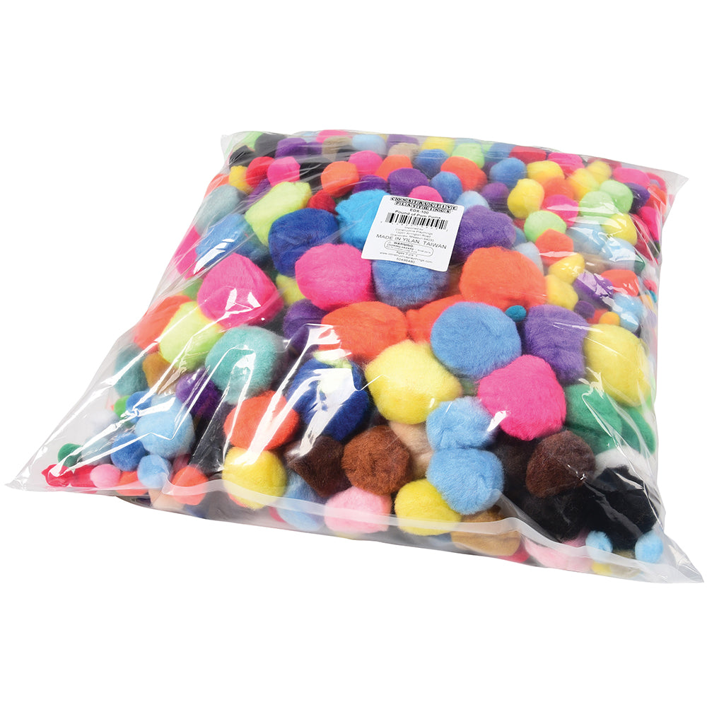 Pound of Pom Poms | Assorted Colors & Sizes for Arts, Crafts, and Sensory Play
