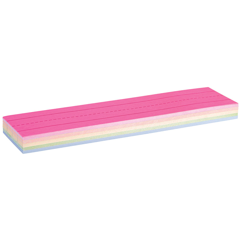 3x12 Mini Sentence Strips | 100-Pack Double-Sided Ruled in Assorted Colors