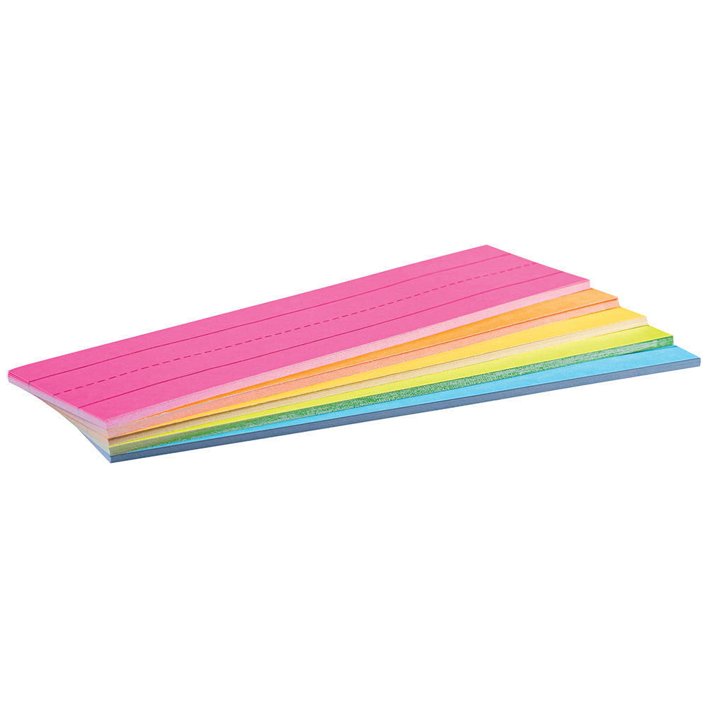 3x12 Mini Sentence Strips | 100-Pack Double-Sided Ruled in Assorted Colors