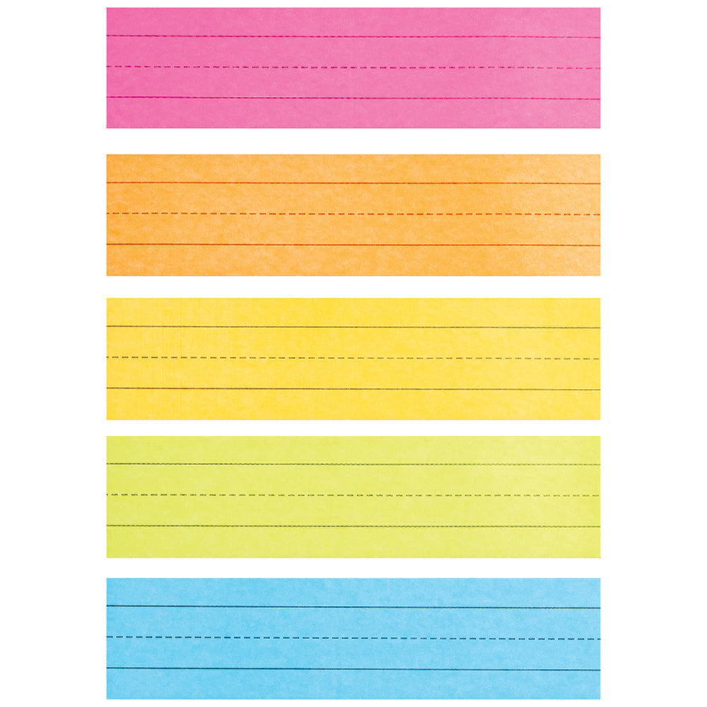 3x12 Mini Sentence Strips | 100-Pack Double-Sided Ruled in Assorted Colors