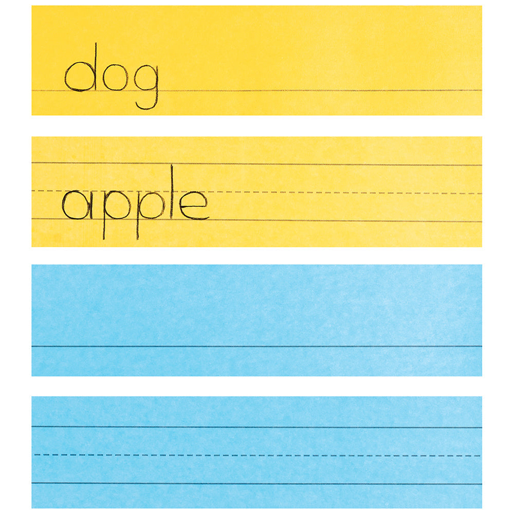 3x12 Mini Sentence Strips | 100-Pack Double-Sided Ruled in Assorted Colors