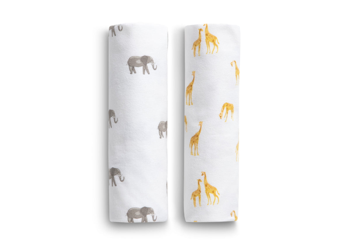 100% Cotton Flannel Baby Receiving Blankets - 2 Pack