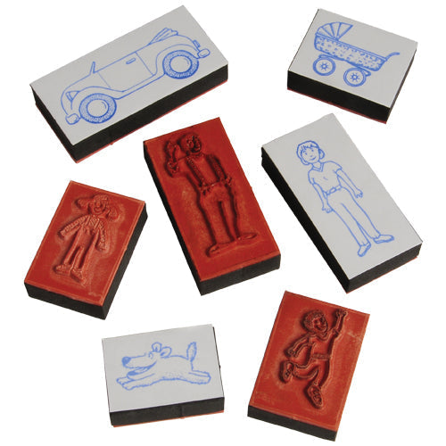 Stamp-A-Story Creative Rubber Stamp Set | 33 Stamps, Ink Pad & Colored Pencils